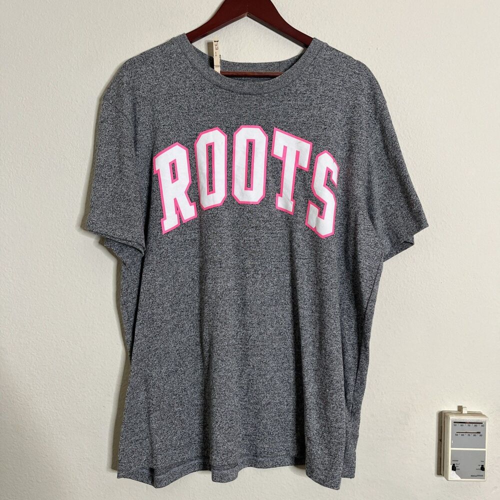 Roots Canada x Barbie Women's Gray Short Sleeve Jersey T Shirt Top Shirt SZ XL